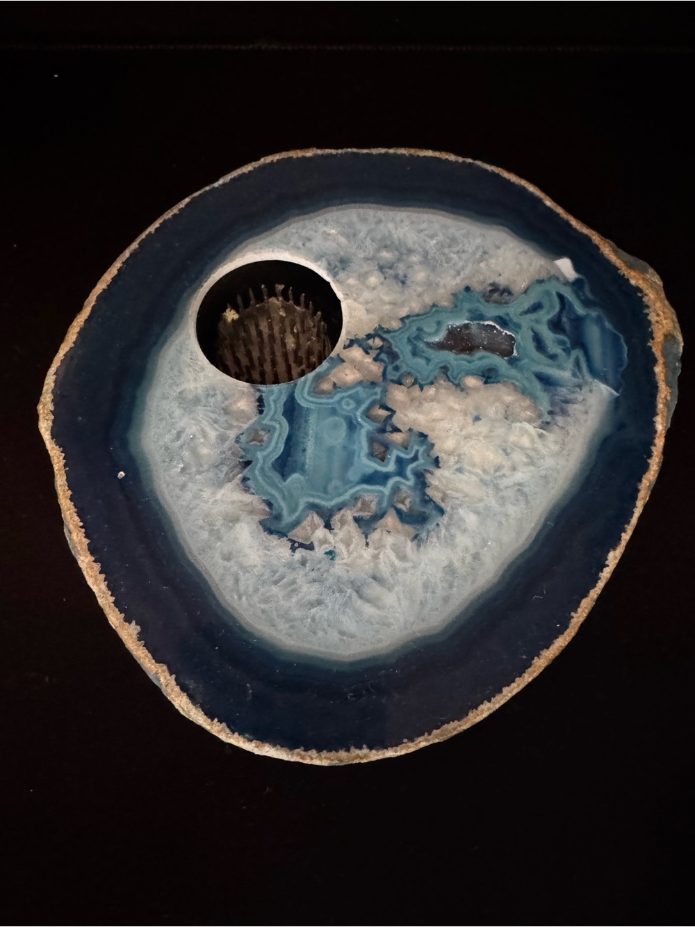 Handcrafted Blue Agate Wall Slice Decorative Accent